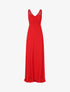 Robe longue à décolleté plissé - Rouge - 4