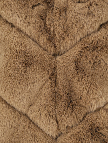 Manteau en fausse fourrure effet matelassé - Camel - 3