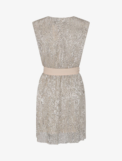 Robe sans manches à sequins - Beige - 2