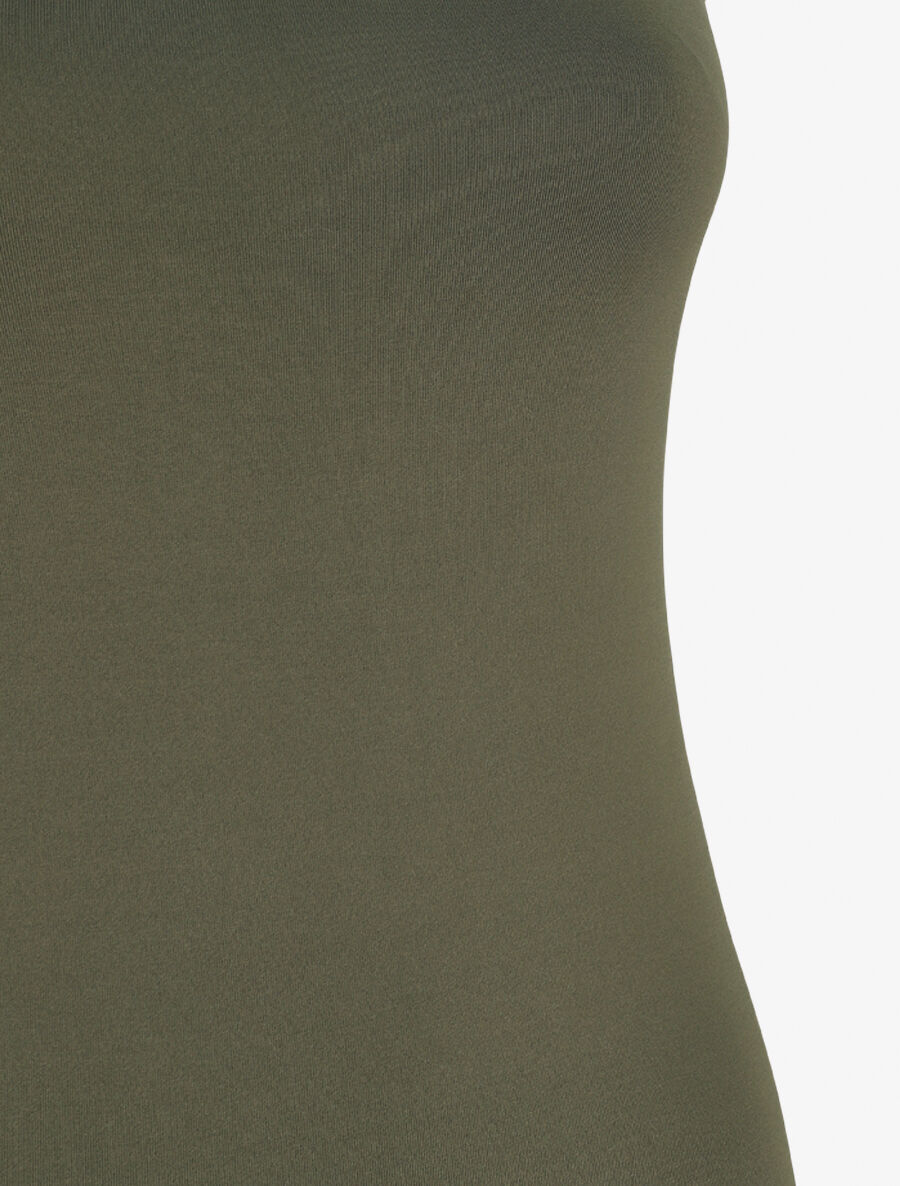 Robe mi-longue strech uni - Kaki - 3