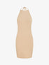 Robe unie côtélé à dos-nu - Beige - 1