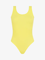 Body uni côtelé - Jaune fluo - 1