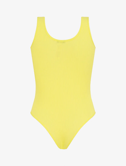 Body uni côtelé - Jaune fluo - 2
