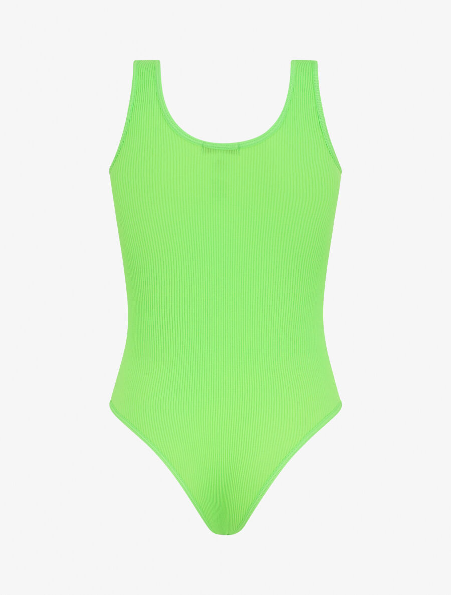 Body uni côtelé - Vert fluo - 2