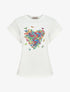 T-shirt à manches courtes imprimé papillons en coeur - Blanc - 5