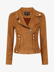 Veste en suédine style perfecto - Camel foncé - 5