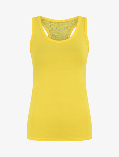 Débardeur ajustée dos en dentelle - Jaune - 1