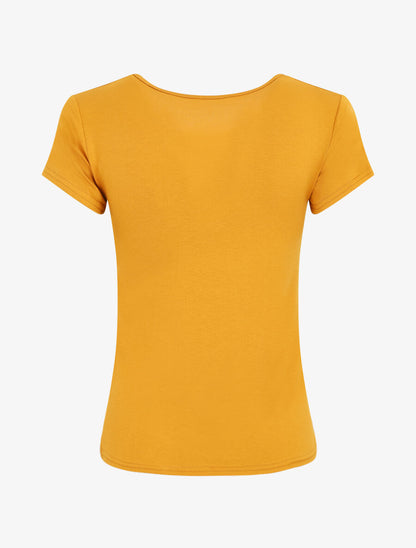 T-shirt ajusté manches courtes uni - Moutarde - 2