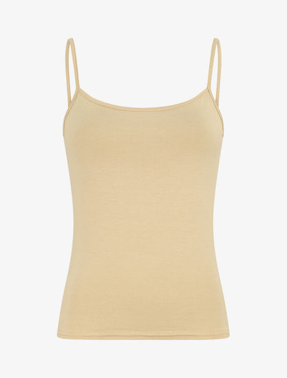 Débardeur basique uni fines bretelles - Beige - 1