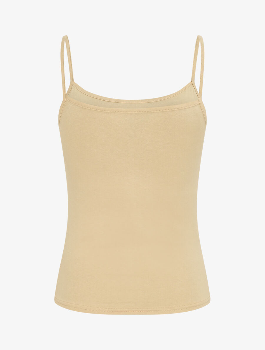 Débardeur basique uni fines bretelles - Beige - 2