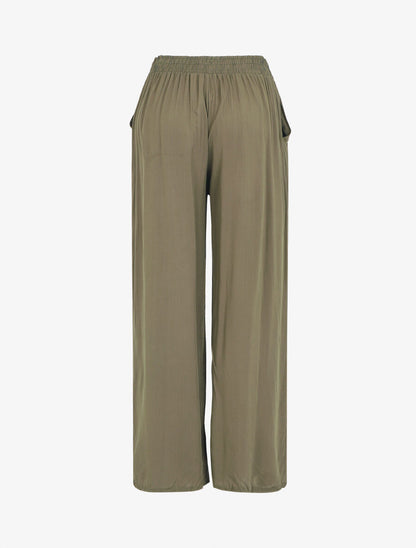 Pantalon fluide coupe droite taille haute - Kaki - 2