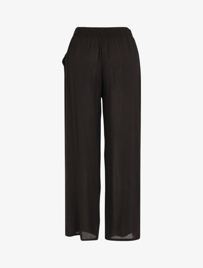 Pantalon fluide coupe droite taille haute - Noir - 2