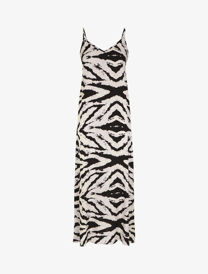 Robe longue à fines bretelles imprimé graphique - Gris - 5