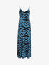 Robe longue à fines bretelles imprimé graphique - Bleu - 1