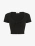Crop top style corset manches courtes - Noir - 1