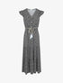 Robe longue à mancherons imprimé tulipe - Noir - 5