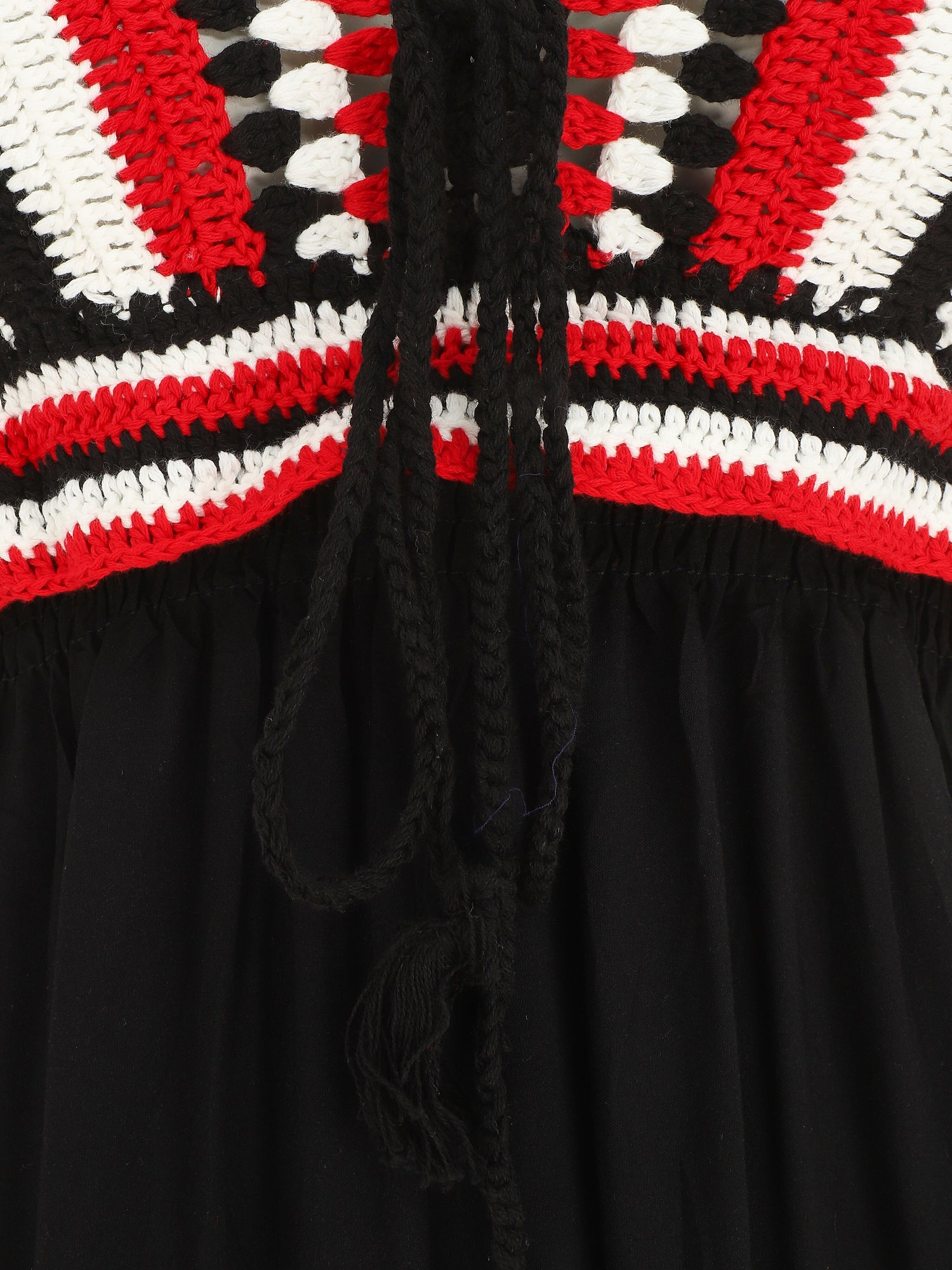 Robe longue à buste brodé - Noir - 3