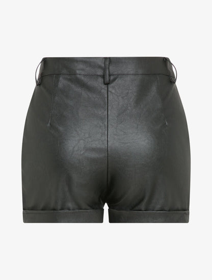 Short en simili à revers - Noir - 2