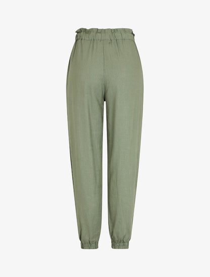 Pantalon droit style jogging effet lin - Kaki - 2