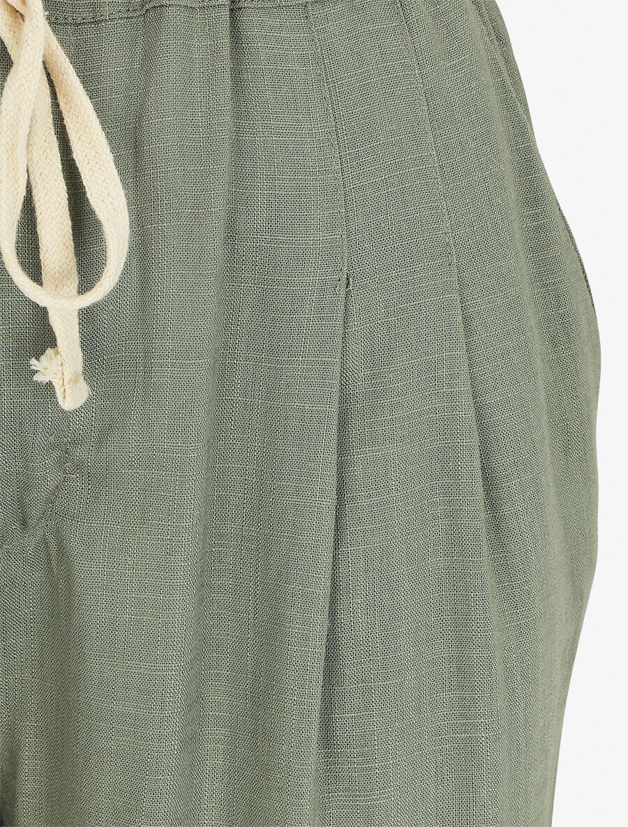 Pantalon droit style jogging effet lin - Kaki - 3