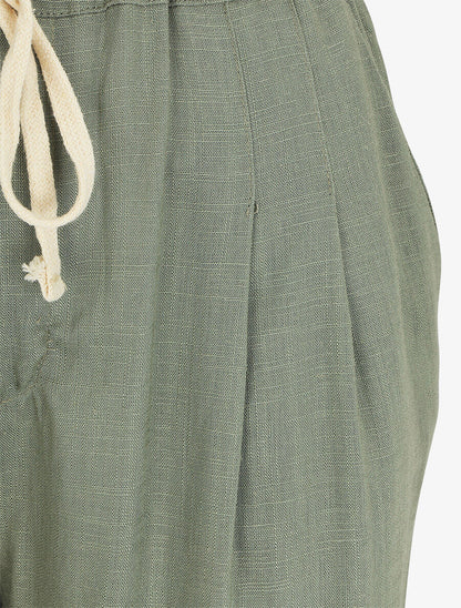 Pantalon droit style jogging effet lin - Kaki - 3