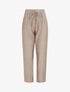 Pantalon droit fluide taille haute élastiquée - Beige - 1