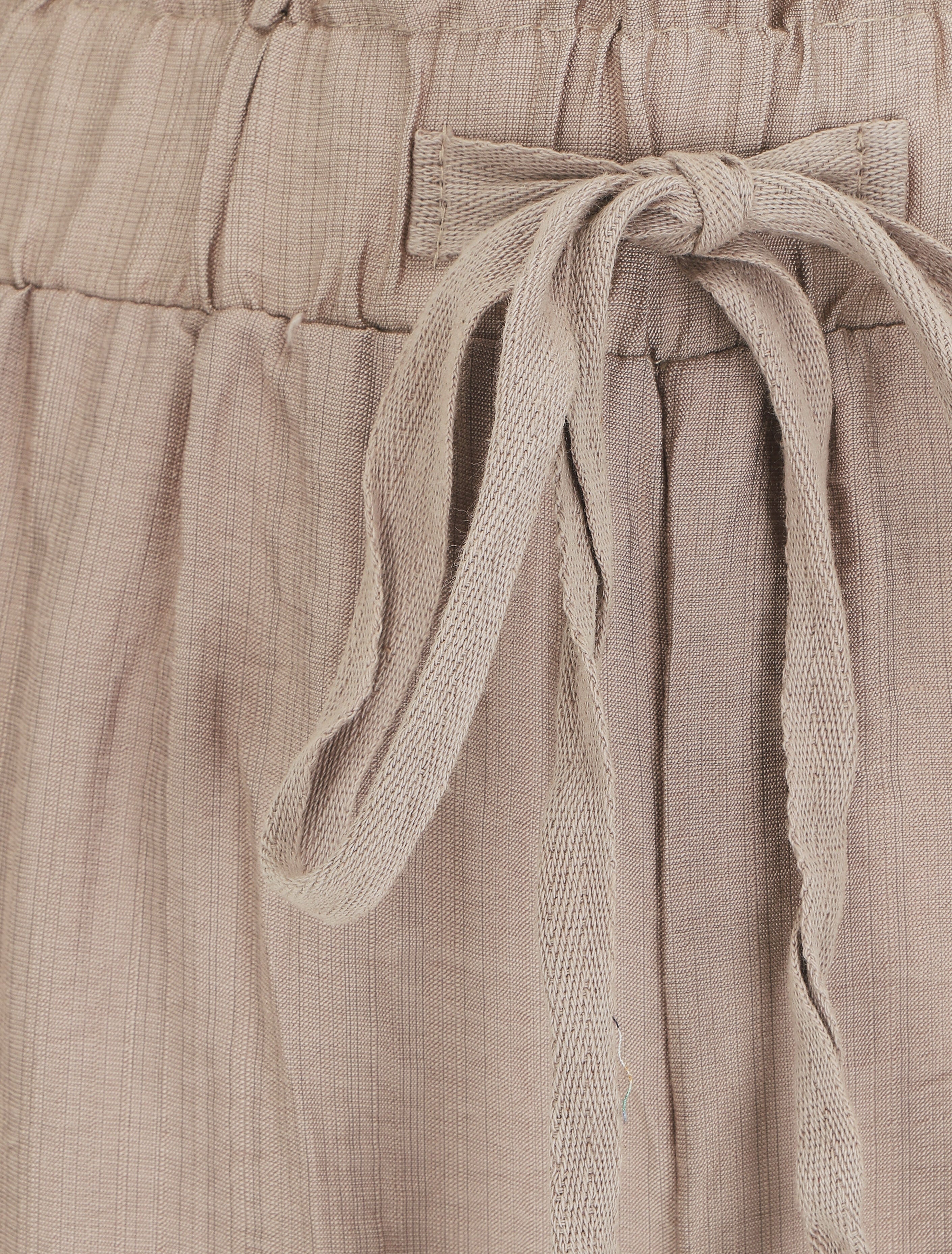 Pantalon droit fluide taille haute élastiquée - Beige - 3