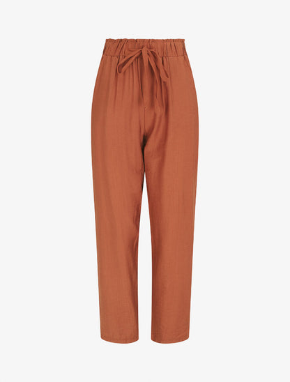 Pantalon droit fluide taille haute élastiquée - Rouille - 4