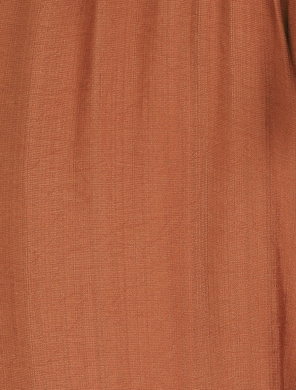 Pantalon droit fluide taille haute élastiquée - Rouille - 3