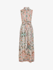 Robe longue sans manches imprimé fleurs stylisées - Rose - 1