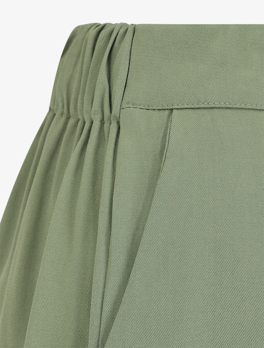 Short taille haute évasé uni - Kaki - 3