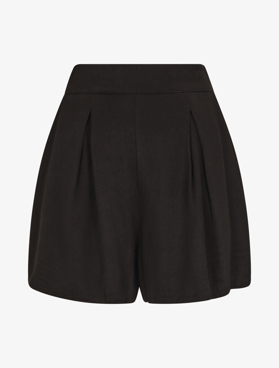 Short taille haute évasé uni - Noir - 1