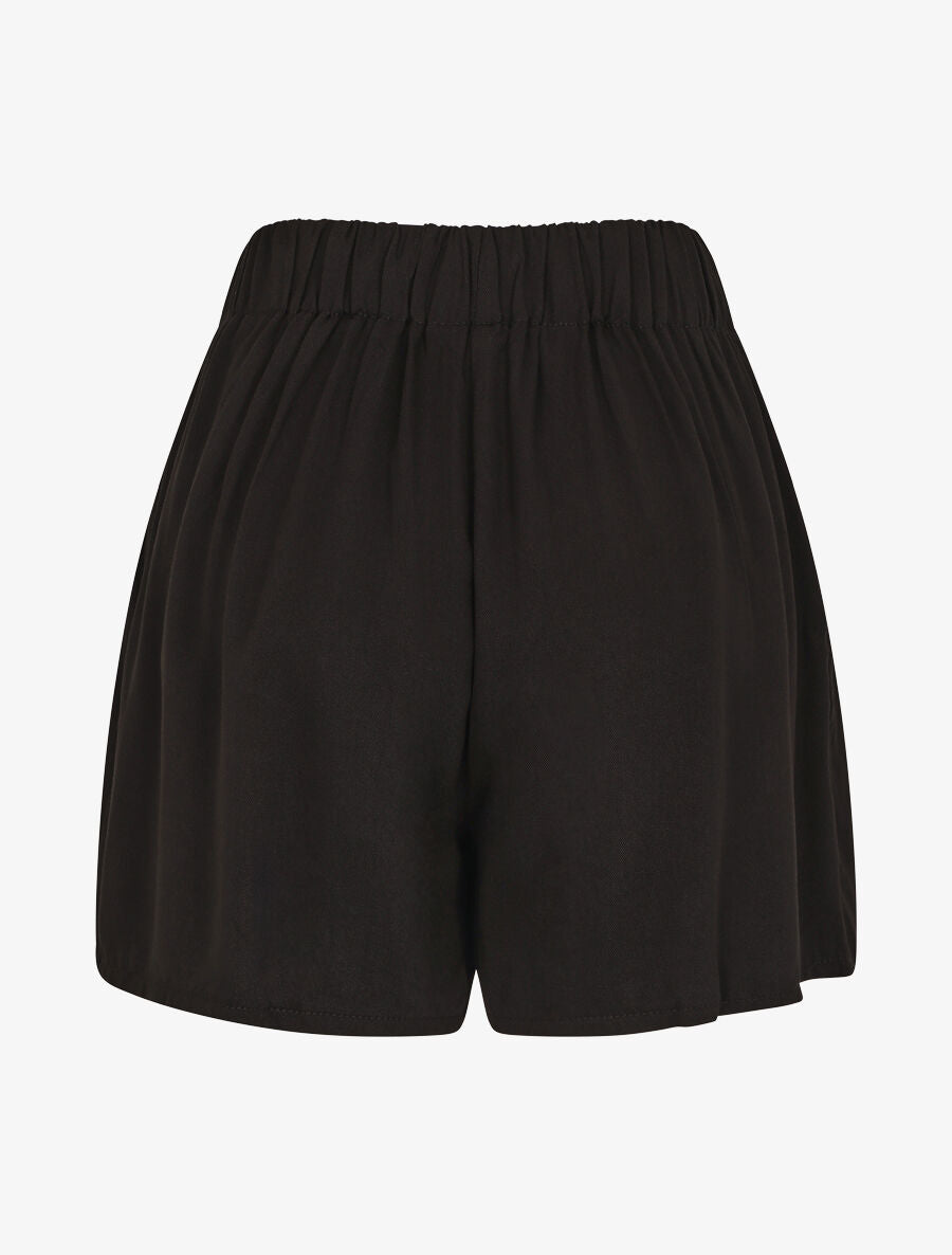 Short taille haute évasé uni - Noir - 2