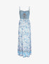 Robe longue bi-matière imprimé fleurs - Bleu ciel - 1