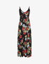 Robe longue à fleurs et bretelles - Noir - 5