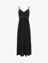 Robe longue unie à dentelle ajourée - Noir - 4