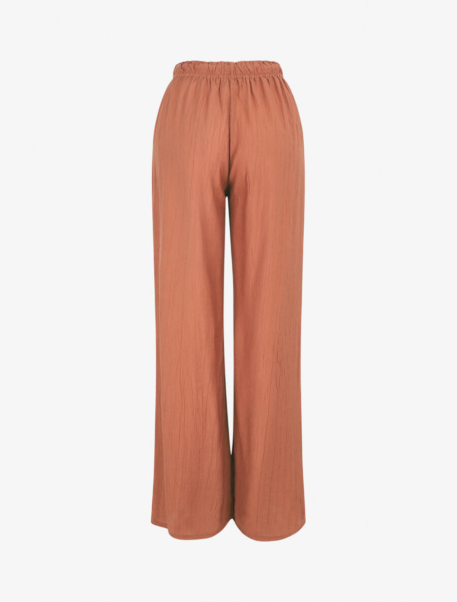 Pantalon droit et fluide uni - Brique - 2