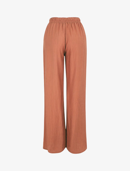 Pantalon droit et fluide uni - Brique - 2