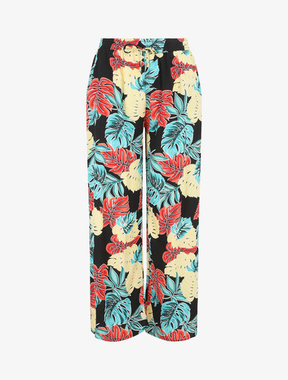 Pantalon droit imprimé tropique - Noir - 5
