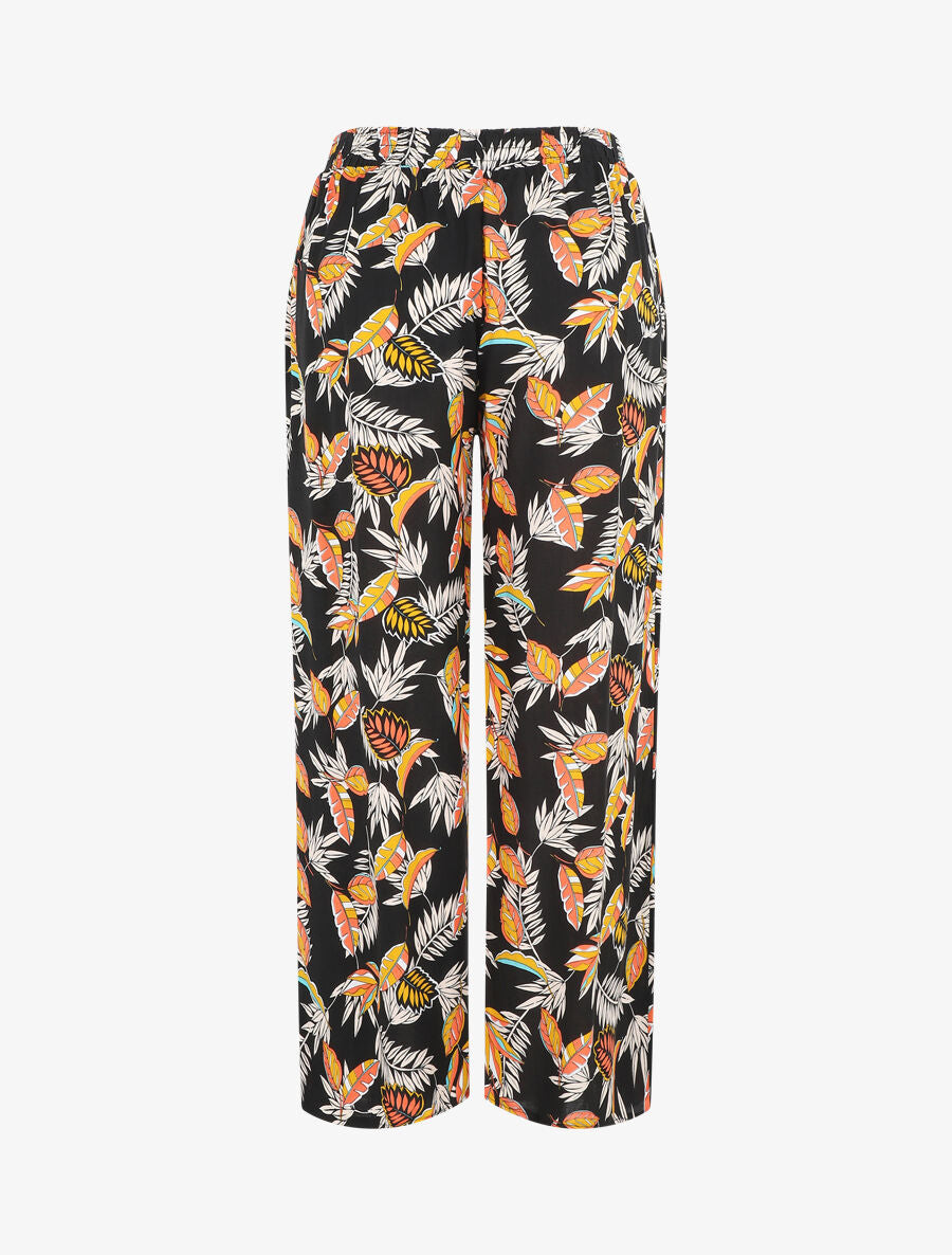 Pantalon droit imprimé végétal - Noir - 2
