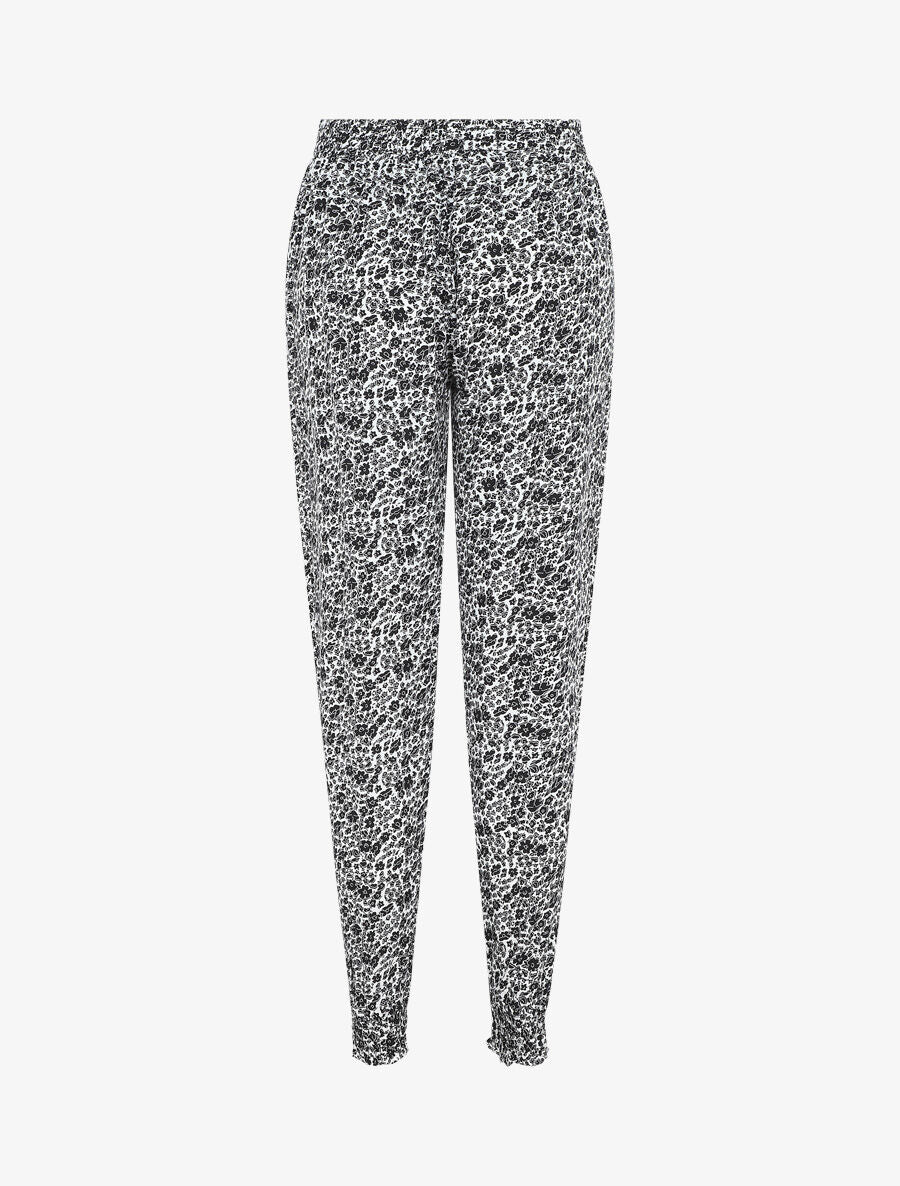 Pantalon style jogging imprimé floral - Noir - 2