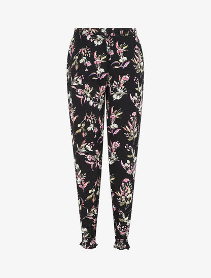 Pantalon style jogging imprimé fleuri - Noir - 2
