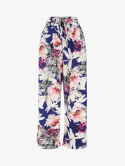 Pantalon ample motif fleurs fantaisies - Marine - 5