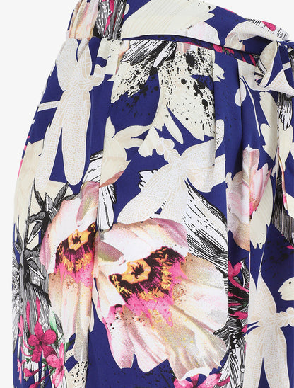 Pantalon ample motif fleurs fantaisies - Marine - 3