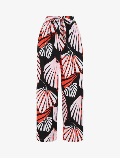 Pantalon ample motif tropical fantaisie - Noir - 1