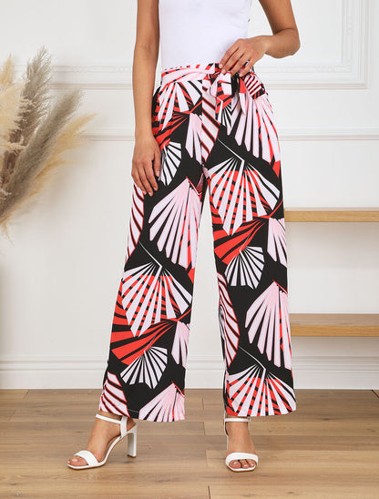 Pantalon ample motif tropical fantaisie - Noir - 4