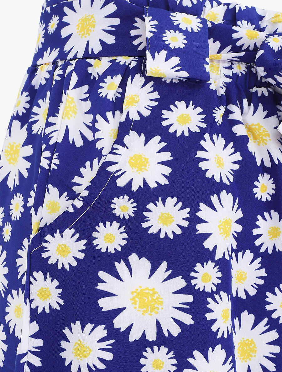Short taille haute imprimé marguerite - Bleu - 3