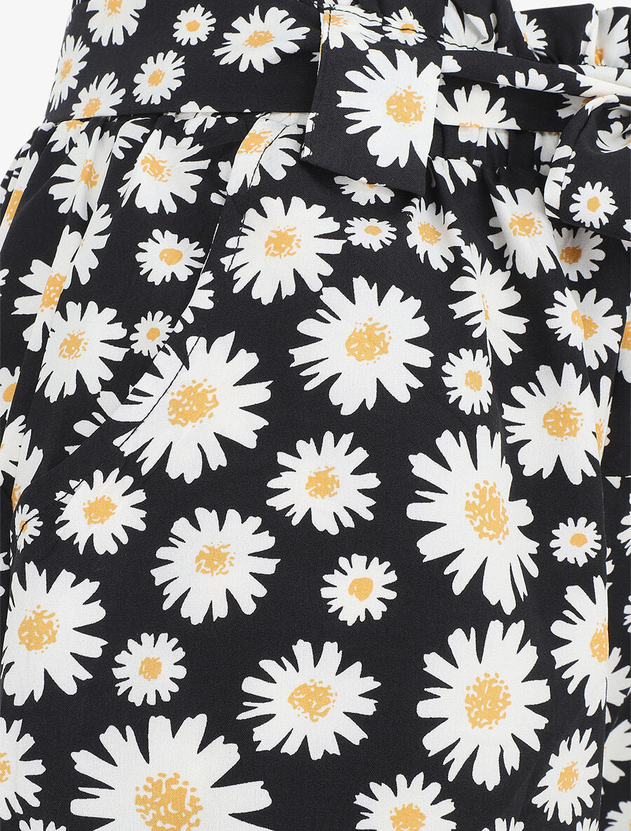 Short taille haute imprimé marguerite - Noir - 3