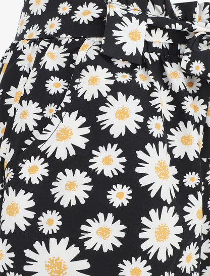 Short taille haute imprimé marguerite - Noir - 3