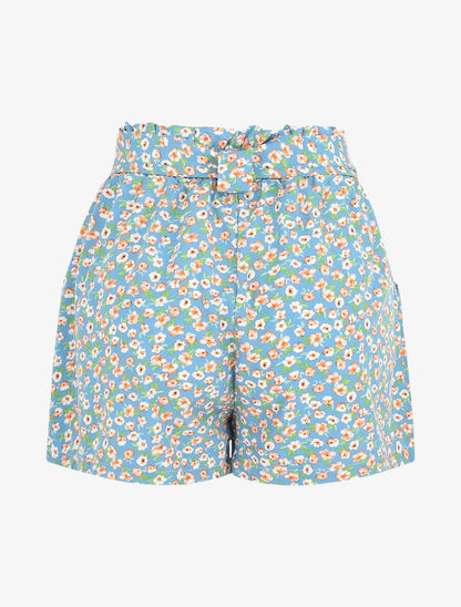 Short taille haute imprimé fleurs - Bleu clair - 2